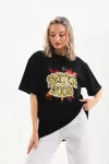 Unisex Baskılı Oversize T-Shirt – Siyah