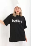 Unisex Baskılı Oversize T-Shirt – Siyah