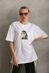 Unisex Baskılı Oversize T-Shirt – Beyaz