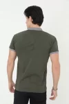 Erkek Yakalı Slim Fit Baskılı T-Shirt – Haki
