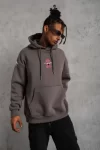 Erkek Maske Baskılı Kapüşonlu Sweat – Gri