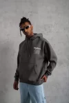 Erkek 98 Baskılı Kapşonlu Sweat – Gri