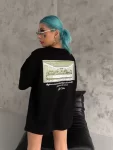 Unisex Baskılı Oversize T-Shirt – Siyah