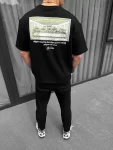 Unisex Baskılı Oversize T-Shirt – Siyah