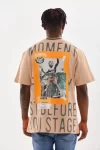 Unisex Baskılı Oversize T-Shirt – Bej