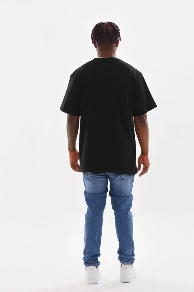 Unisex Baskılı Oversize T-Shirt - Siyah Unisex Baskılı Oversize T-Shirt - Siyah