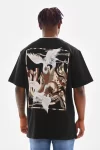 Unisex Baskılı Oversize T-Shirt – Siyah