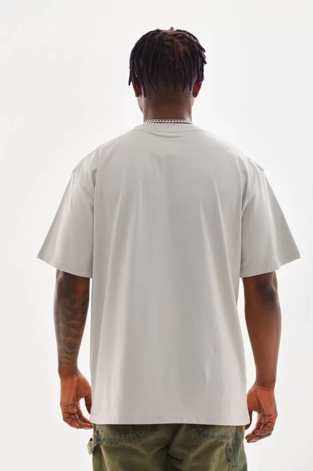 Unisex Baskılı Oversize T-Shirt - Gri Unisex Baskılı Oversize T-Shirt - Gri