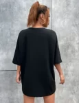 Unisex Baskılı Oversize T-Shirt – Siyah