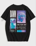 Unisex Baskılı Oversize T-Shirt – Siyah
