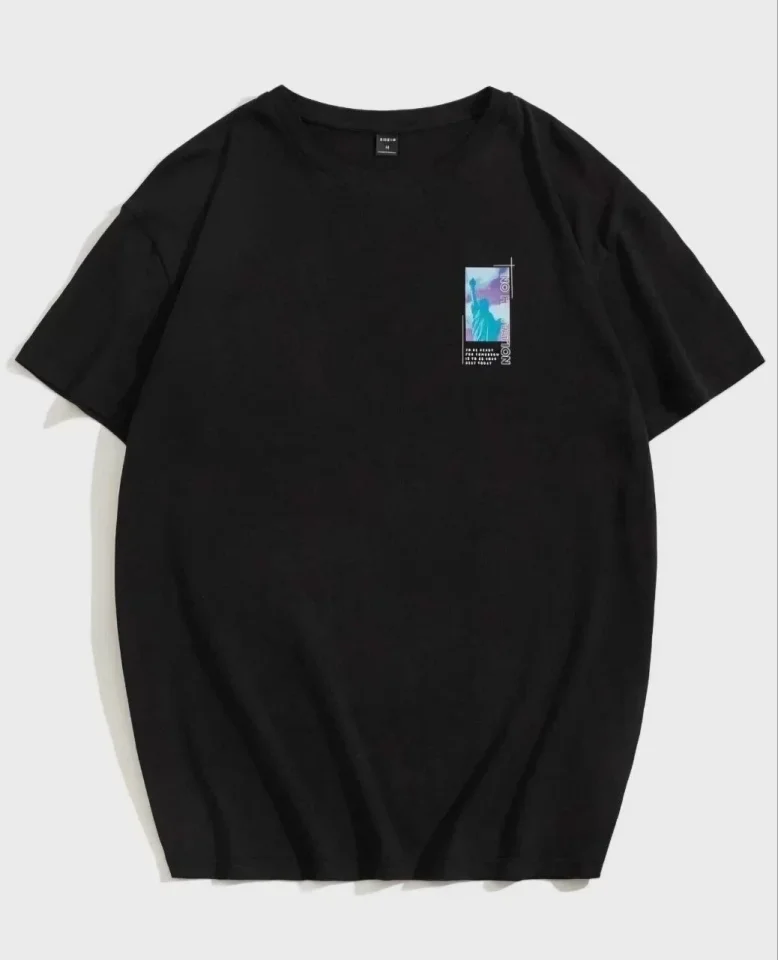 Unisex Baskılı Oversize T-Shirt - Siyah Unisex Baskılı Oversize T-Shirt - Siyah