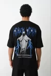 Unisex Baskılı Oversize T-Shirt – Siyah