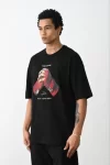 Unisex Baskılı Oversize T-Shirt – Siyah