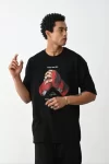 Unisex Baskılı Oversize T-Shirt – Siyah