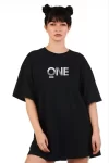 Unisex Baskılı Oversize T-Shirt – Siyah