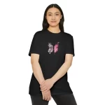 Unisex Bisiklet Yaka Baskılı T-Shirt – Siyah