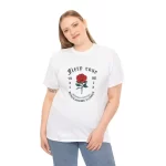 Unisex Bisiklet Yaka Baskılı T-Shirt – Beyaz