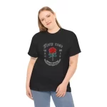 Unisex Bisiklet Yaka Baskılı T-Shirt – Siyah