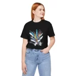 Unisex Bisiklet Yaka Baskılı T-Shirt – Siyah