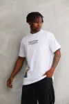 Unisex Bisiklet Yaka Baskılı Oversize T-Shirt – Beyaz