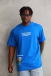Unisex Bisiklet Yaka Baskılı Oversize T-Shirt – Mavi