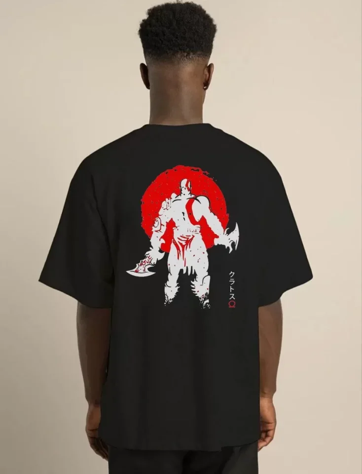 Unisex Bisiklet Yaka Baskılı Oversize T-Shirt - Siyah Unisex Bisiklet Yaka Baskılı Oversize T-Shirt - Siyah