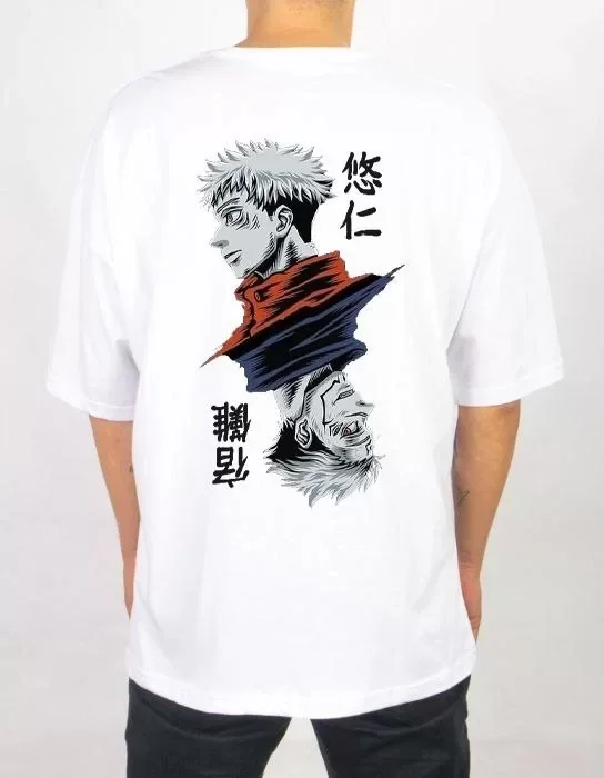 Unisex Bisiklet Yaka Baskılı Oversize T-Shirt - Beyaz Unisex Bisiklet Yaka Baskılı Oversize T-Shirt - Beyaz