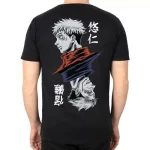 Unisex Bisiklet Yaka Baskılı Oversize T-Shirt – Siyah