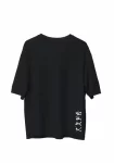 Unisex Bisiklet Yaka Baskılı Oversize T-Shirt – Siyah
