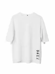 Unisex Bisiklet Yaka Baskılı Oversize T-Shirt – Beyaz