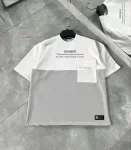 Unisex Torba Cep Detaylı  Parçalı T-Shirt – Gri