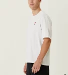 Unisex Bisiklet Yaka Baskılı Oversize T-Shirt – Beyaz