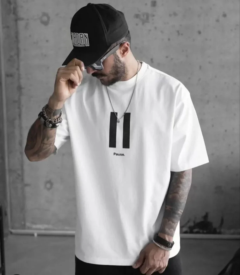 Unisex Bisiklet Yaka Baskılı Oversize T-Shirt - Beyaz Unisex Bisiklet Yaka Baskılı Oversize T-Shirt - Beyaz