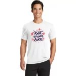 Unisex Bisiklet Yaka Baskılı Oversize T-Shirt – Beyaz