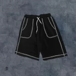 Unisex Dikişli Cepli Oversize Şort – Siyah