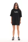 Unisex Bisiklet Yaka Baskılı Oversize T-Shirt – Siyah