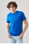 Unisex Düz Biskilet Yaka Oversize T-shirt – Mavi