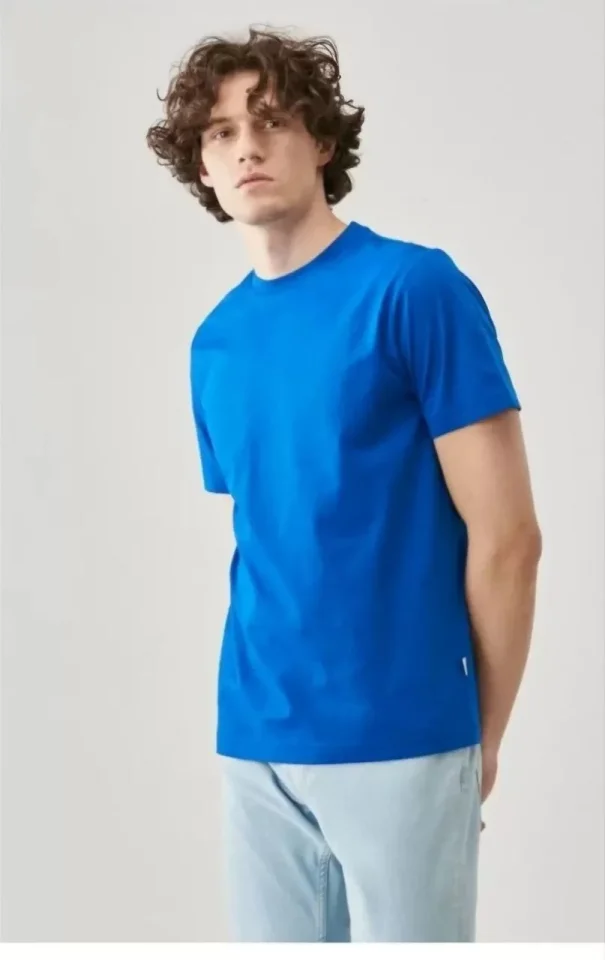 Unisex Düz Biskilet Yaka Oversize T-shirt - Mavi Unisex Düz Biskilet Yaka Oversize T-shirt - Mavi