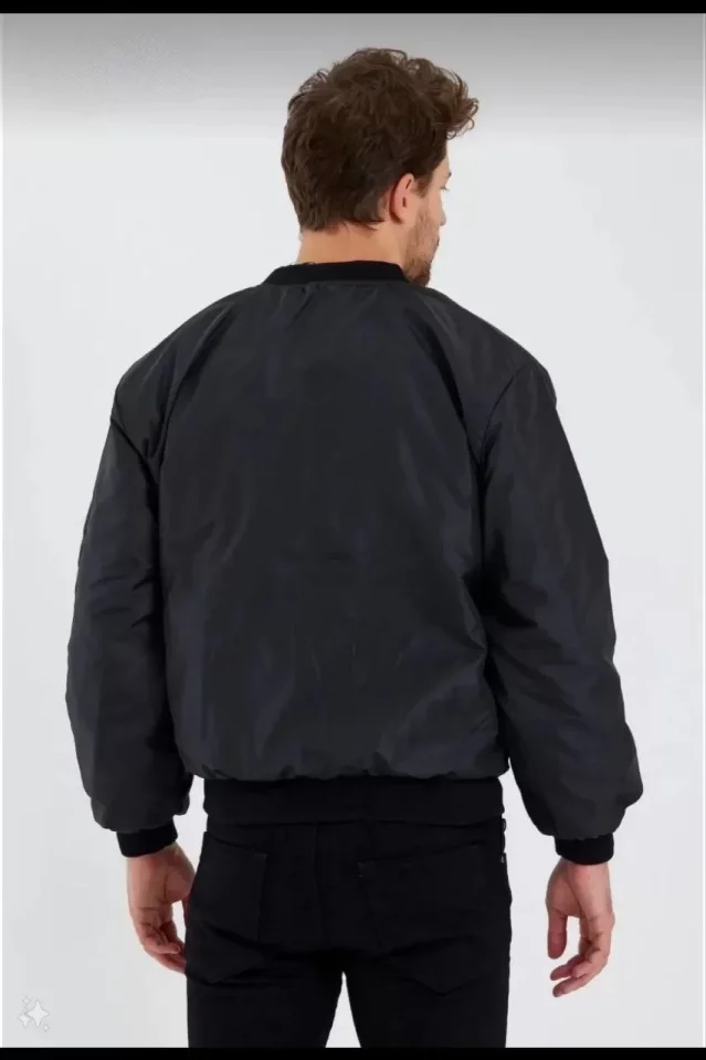 Unisex Uzun Kol Baskılı Bomber Ceket - Siyah Unisex Uzun Kol Baskılı Bomber Ceket - Siyah