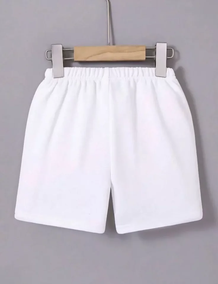 Beli Lastikli Baskılı Mini Şort - Beyaz Beli Lastikli Baskılı Mini Şort - Beyaz