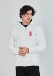 Unisex Baskılı Tam Fermuarlı Kapşonlu SweatShirt – Beyaz