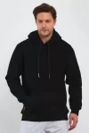 Erkek Uzun Kol Kapşonlu Basic Sweatshirt Hoodie – Siyah