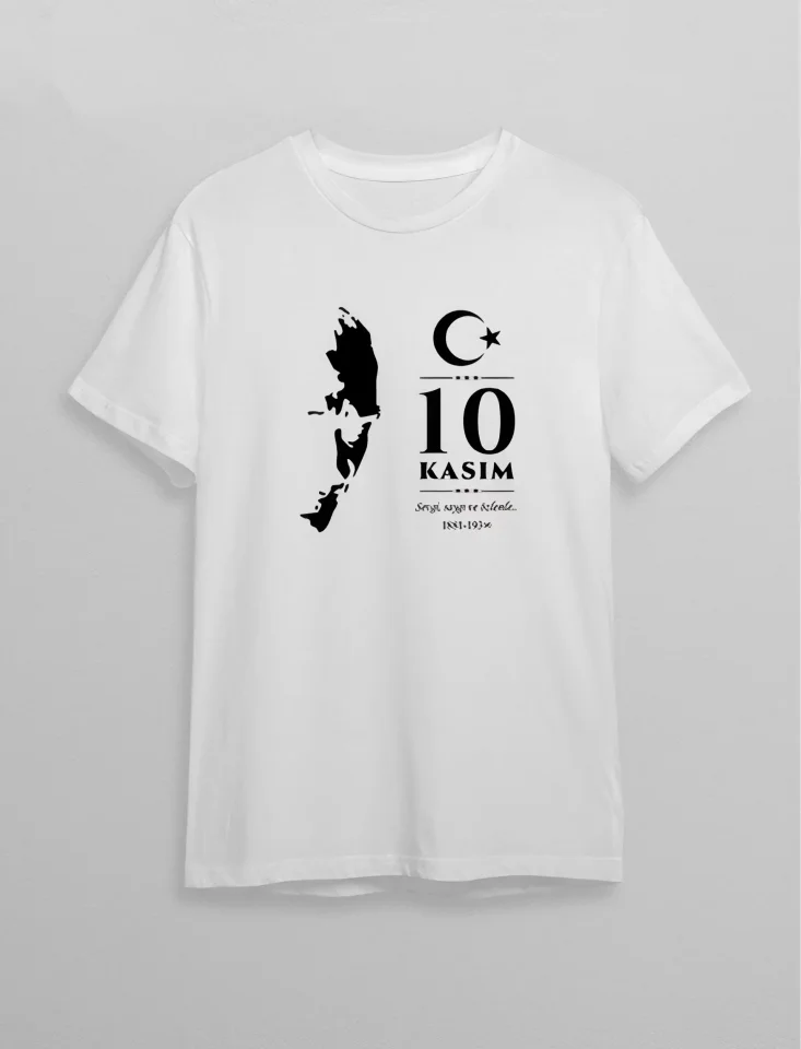 10 Kasım Atatürk Baskılı T-shirt - Beyaz 10 Kasım Atatürk Baskılı T-shirt - Beyaz