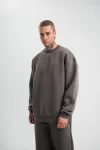 Uzun Kol Bisiklet Yaka Basic SweatShirt – Füme