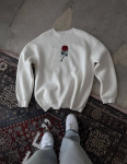 Unisex Bisiklet Yaka Ön Ve Arka Baskılı SweatShirt – Beyaz