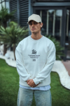 Kışlık Bisiklet Yaka Ön Ve Arka Baskılı SweatShirt – Beyaz