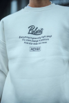 Kışlık Bisiklet Yaka Ön Ve Arka Baskılı SweatShirt – Beyaz