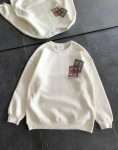 Bisiklet Yaka Baskılı SweatShirt – Beyaz