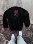 Oversize Üç İplik Bisiklet Yaka Baskılı SweatShirt – Siyah