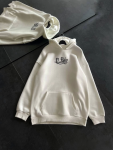 Üç İplik Penye Uzun Kol Kapşonlu Baskılı SweatShirt – Beyaz